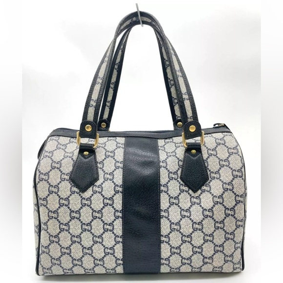 Authentic Gucci GG Plus PVC Navy Mini Boston Bag - Picture 4 of 17